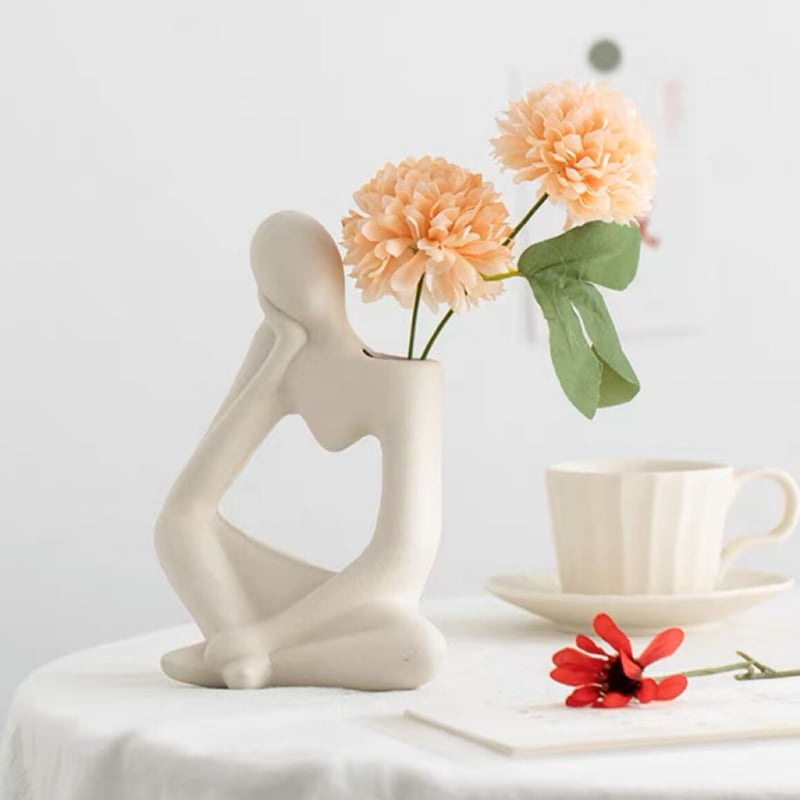 考える人風 フラワーベース 花瓶 オブジェ 考える人 北欧 モダン 現代