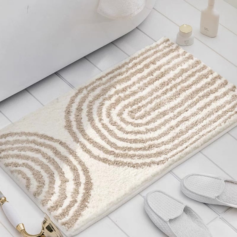 幾何学 バスマット キッチンマット 玄関マット 虹 レインボー 可愛い