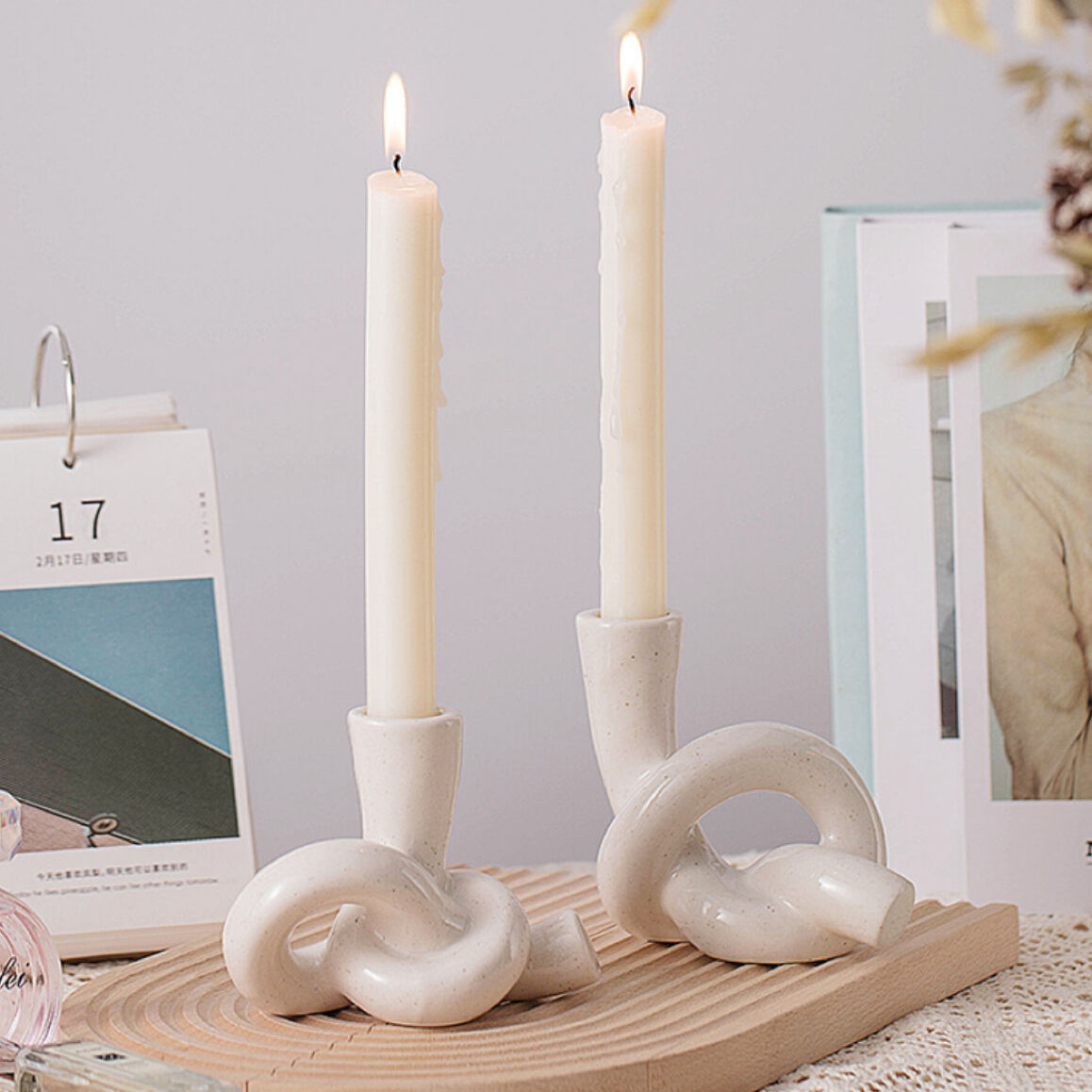 セラミック ロープ キャンドルホルダー キャンドル キャンドルスタンド