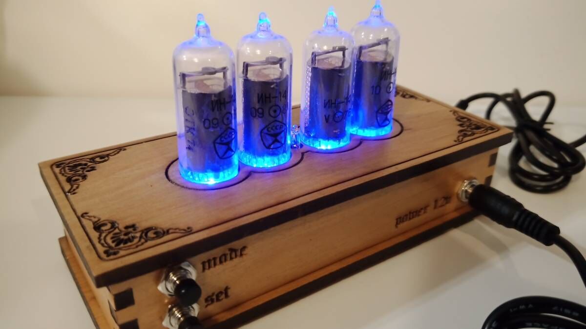 in-14 ニキシー管時計 ブルーバックライト | Nixie Tube+