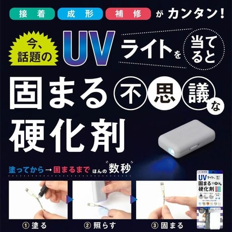 UVライトを当てると固まる 硬化剤 ライトセット RUV-02