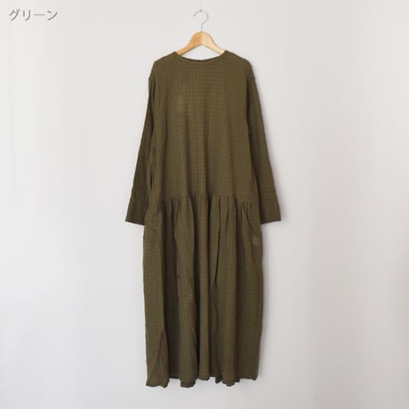 ウールガーゼギンガムワンピース