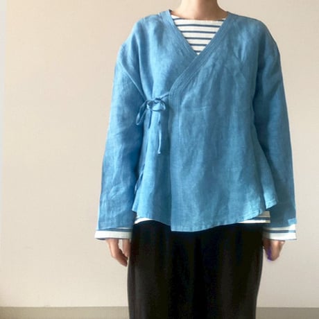 インディゴリネンカシュクールシャツ