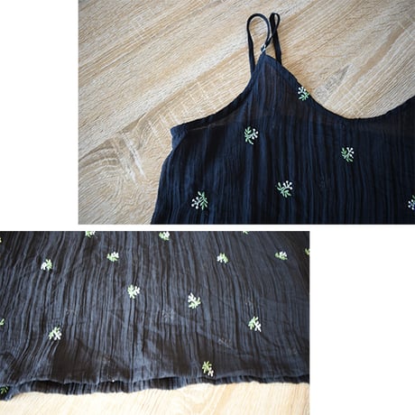 シアー小花刺繍キャミワンピース