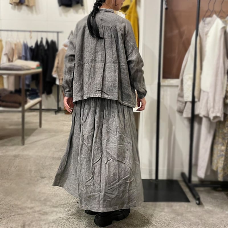 ichi Antiquites リネンハンドダイスカート　ログウッド　真夏◎ ichi Antiquites リネンハンドダイスカート ログウッド 真夏◎ ichi