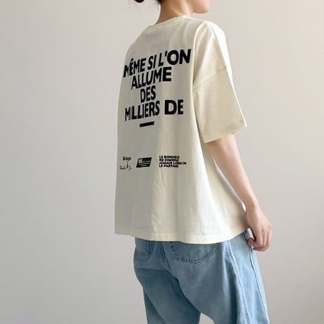 フロッキーロゴプリントクルーT