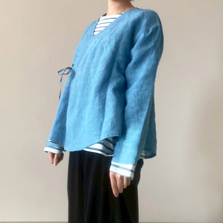 インディゴリネンカシュクールシャツ