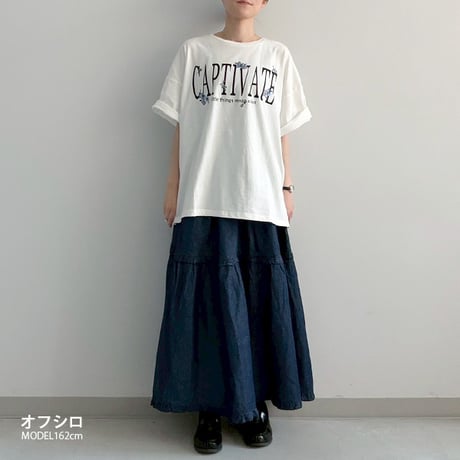 ロゴプリント花刺繍BIGT