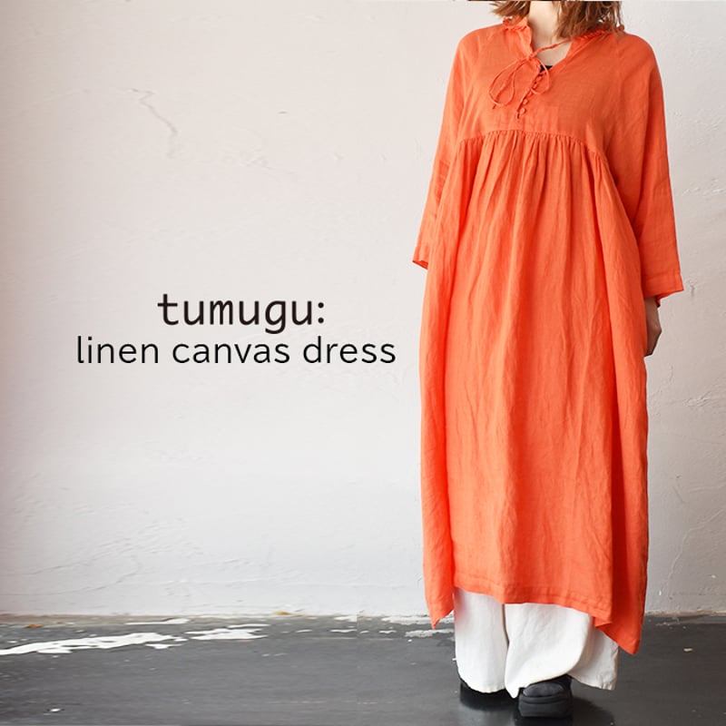 tumugu TB24138 リネンキャンバスワンピース | riparipa tumugu TB24138 リネンキャンバスワンピース | riparipa