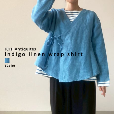インディゴリネンカシュクールシャツ