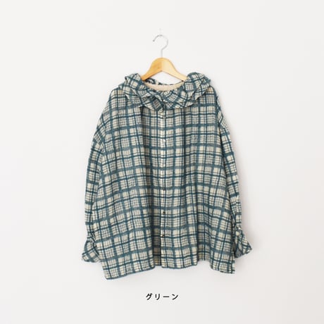 ウールチェック2WAYプルオーバー