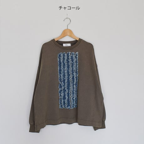 デニムフリル加工クルー