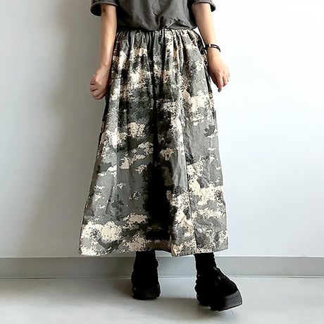 カモフラプリントギャザースカート