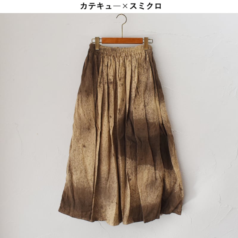 ichi Antiquites リネンハンドダイスカート　ログウッド　真夏◎ ichi Antiquites リネンハンドダイスカート ログウッド 真夏◎ ichi