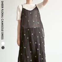 シアー小花刺繍キャミワンピース