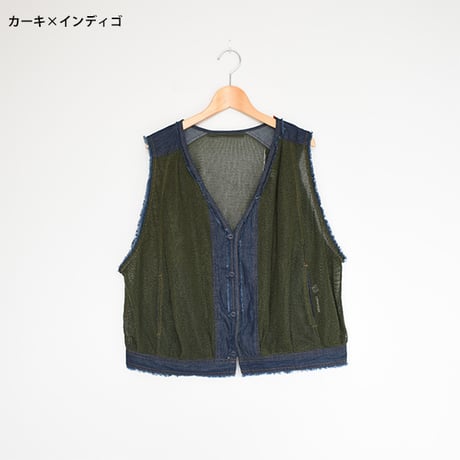 メッシュMIXデニムベスト