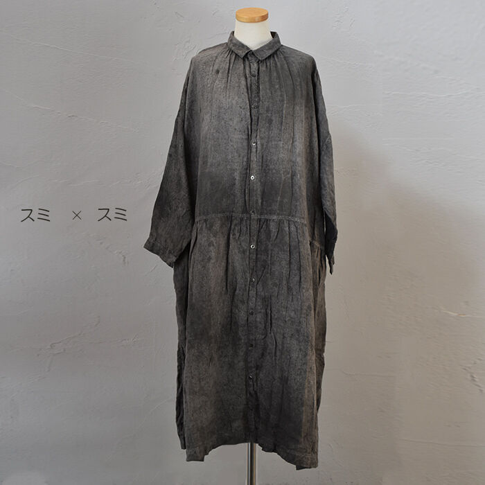 美品　ICHI Antiquites　リネン100%　フーデッドプルオーバー ICHI Antiquite's 800938 リネン手染めワンピース | riparipa