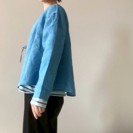 インディゴリネンカシュクールシャツ