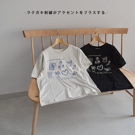 落書きいっぱい刺繍半袖T