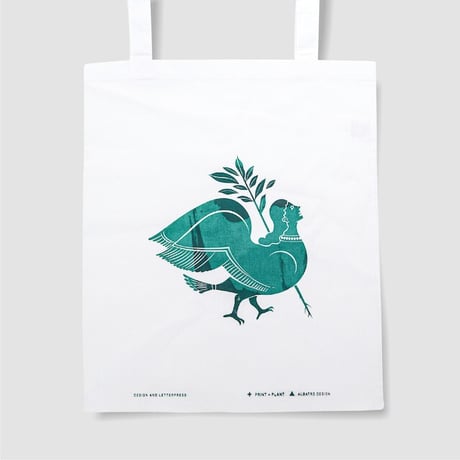 【12月号掲載分】ALBATRO DESIGN｜Albatro x Print+Plant Tote Bag "Bird B Green"