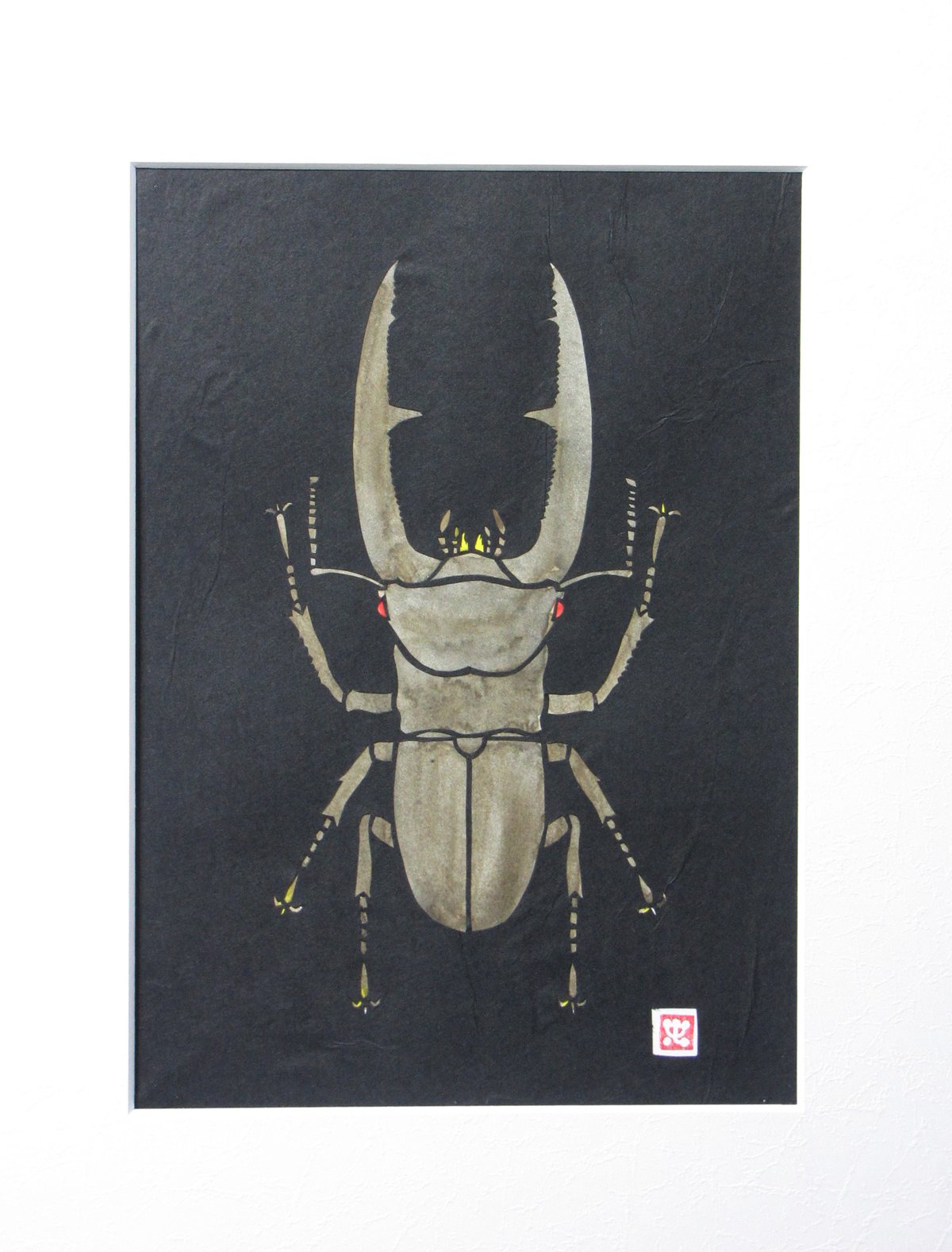 アンディブラリスフタマタクワガタの切り絵 | 切り絵工房カプリ