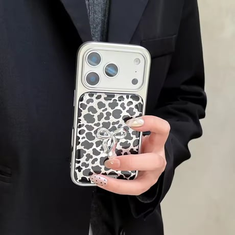 S75129 レオパード×メタルリボン iPhoneケース