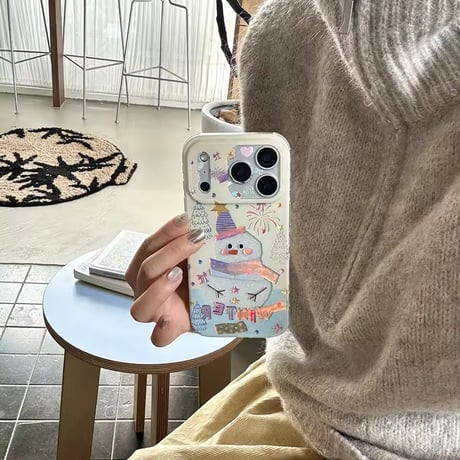 S75151 キラきゅんスノーマン iPhoneケース（チャーム付き）