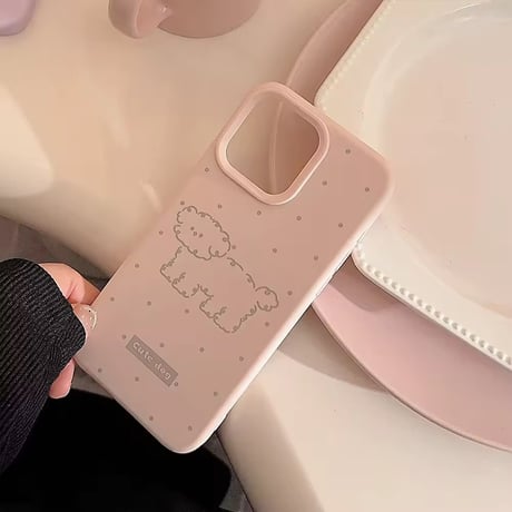 S74796 もこもこドッグのドットiPhoneケース