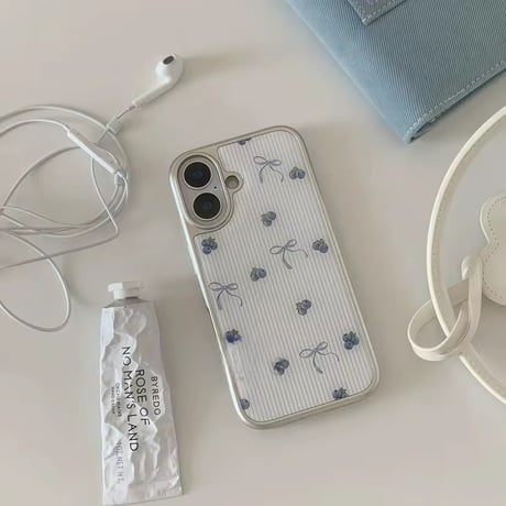 S75673 ブルーベリーリボンストライプ iPhoneケース