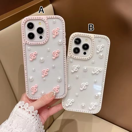 S74919 パール×ト音記号 ジュエリー iPhoneケース