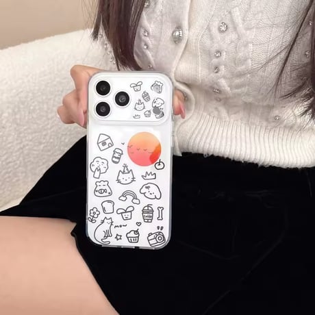 S75430 ゆるかわイラストサンセット iPhoneケース