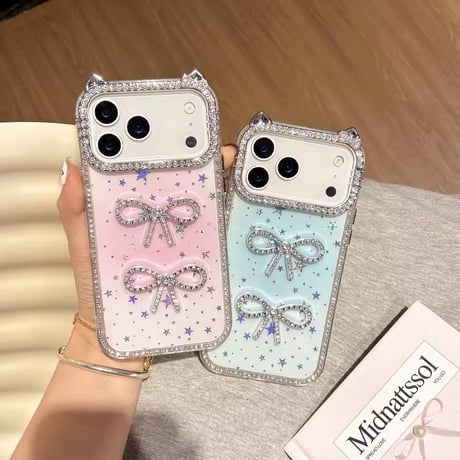 L62342 リボンスターグリッターiPhoneケース