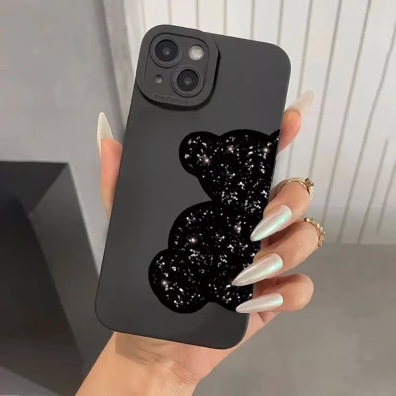 即納商品】S74550 ブラックグリッターくまiPhoneケース | nanomita