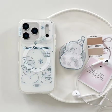 K22982 スノーマンソケット付き クリアiPhoneケース