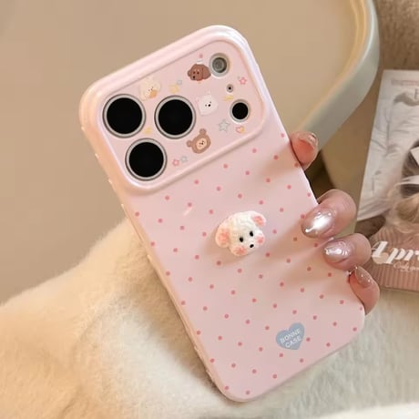 S75342 もこもこプードルドットiPhoneケース