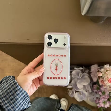 L62372 フラワーフレームクリア iPhoneケース