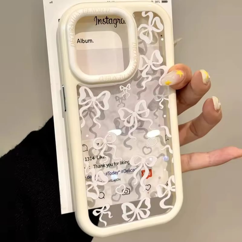 リボン柄クリアiPhoneケース L62285 リボン柄クリアiPhoneケース | nanomita
