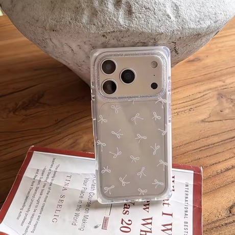L62439 小さめリボン柄クリアiPhoneケース