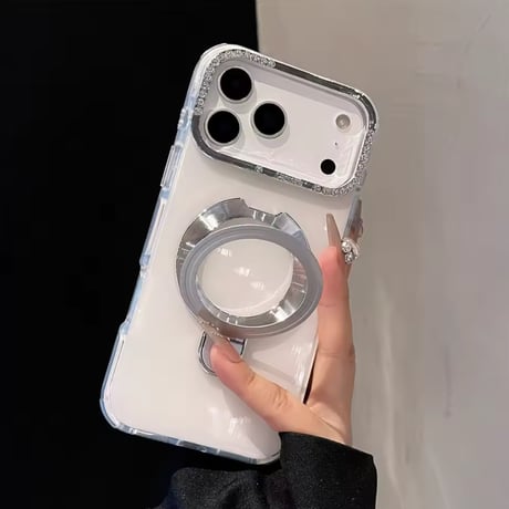 K22916 リング付き グリッターライン iPhoneケース（MagSafe対応）