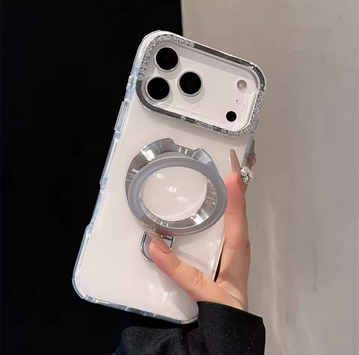 K22916 リング付き グリッターライン iPhoneケース（MagSafe対応） | na