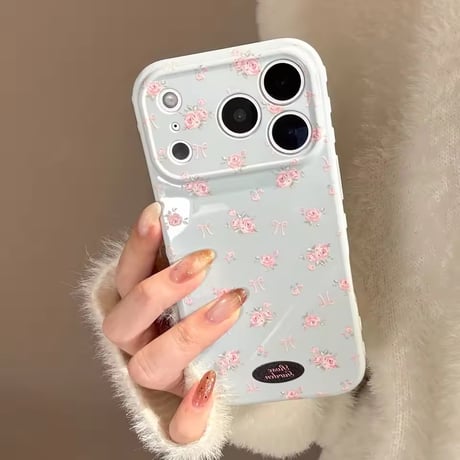S75272 ローズリボンフラワーiPhoneケース