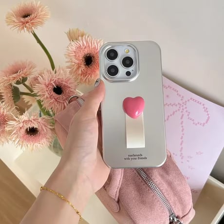 K22864 ぷっくりハートのメタリックiPhoneケース