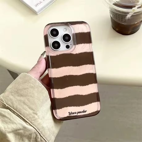 S75196 ブラウンストライプ iPhoneケース