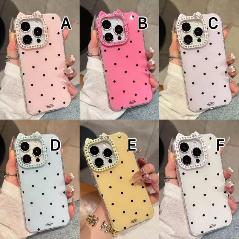 S74974 ドット×ジュエル猫耳カメラ iPhoneケース | nanomita