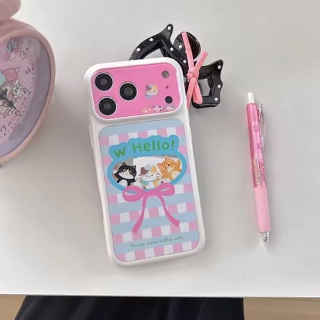 S75572 スリーキャットリボン iPhoneケース