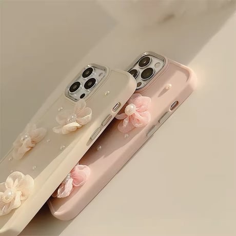 S74160 3Dフラワーパール iPhoneケース