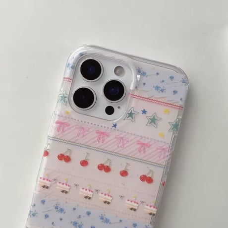 K22918 ストラップ付きチェリーガーリークリア iPhoneケース