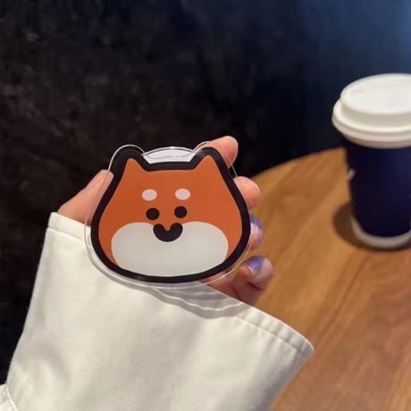 P0357 にっこりワンちゃん スマホグリップ