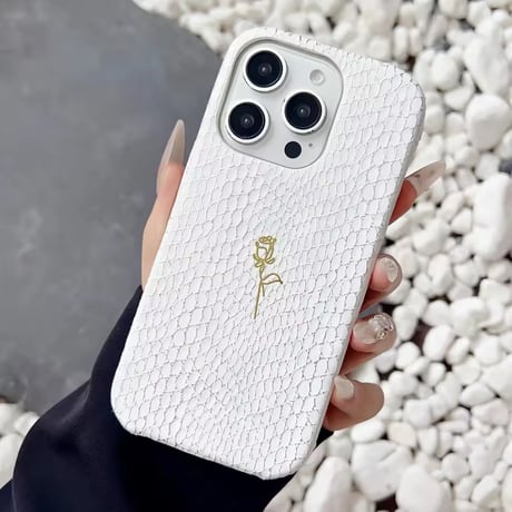 S75260 ローズモチーフ レザーテクスチャー iPhoneケース