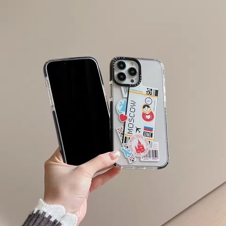 S75409 トラベルステッカーデザインiPhoneケース